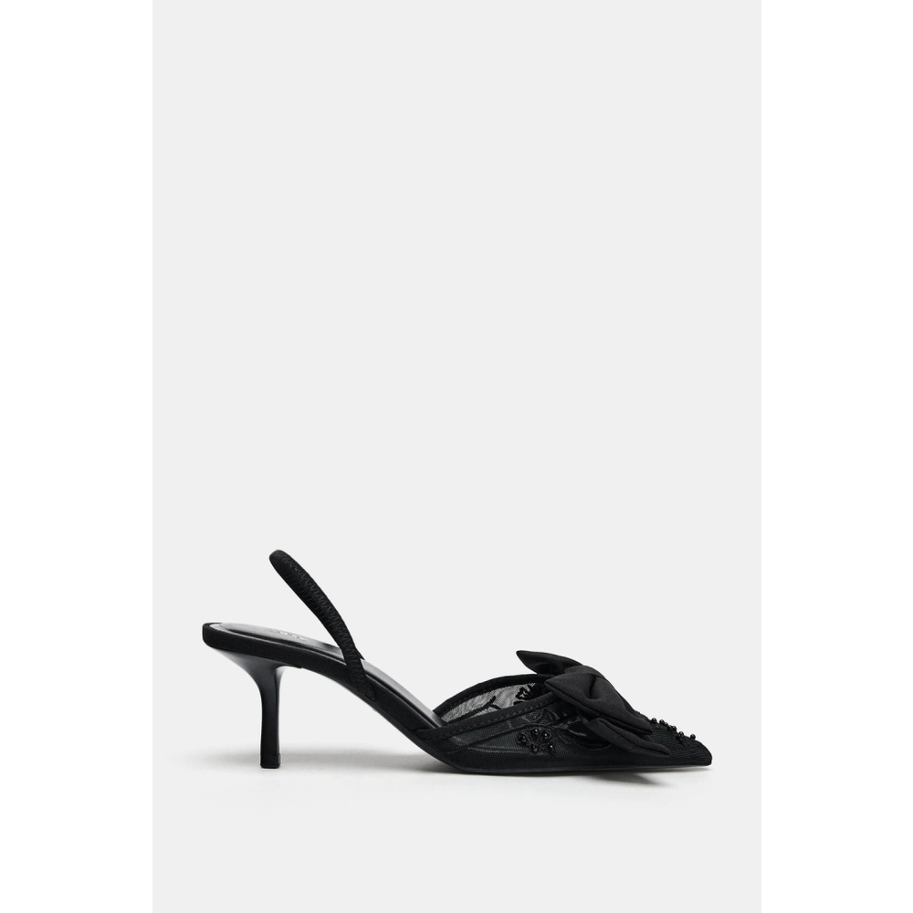 Mesh Bow Slingback Heels Size 41 EU 10 US - Picture 2 of 9